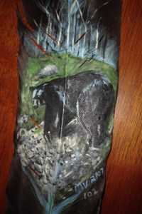 Black bear on feather