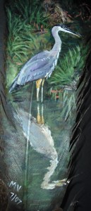 Blue Heron with reflection on feather