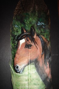 Horse head on feather