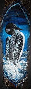 Loon dancing painted on feather