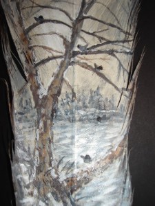 Winter Lake with Juncos on feather