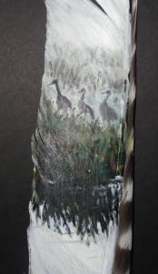 close-up of Cranes misty on feather