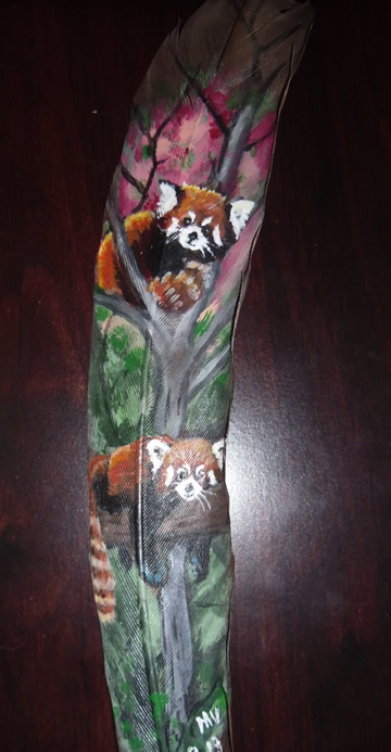 Red Pandas on feather
