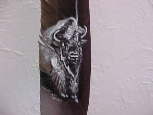 White Buffalo Adult on feather