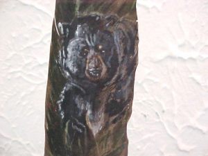 Black bear on feather
