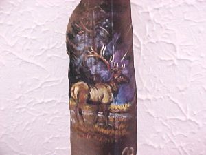 Elk in Morning Mist painted on feather