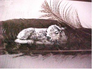 Miracle in Feathers painted on feahter