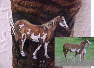 Paint Horse on feather, with photo