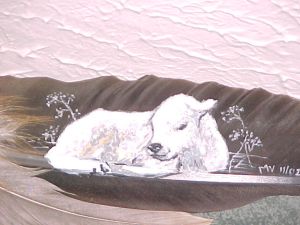 Miracle w/baby's breath painted on feather