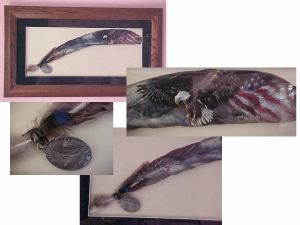 Soaring Eagle, 23"x13" framed w/matching medallion