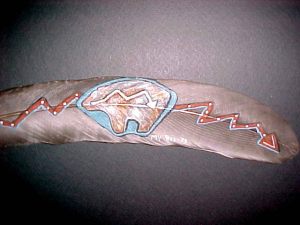 Spirit Bear abstract painted on feather