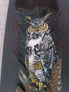 Owl on feather