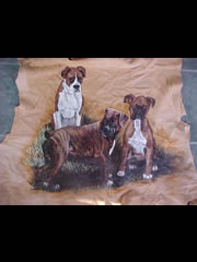 Boxers painted on deer hide