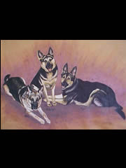 German Shepherds painted on deer hide