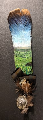 Feather painting of California foothills